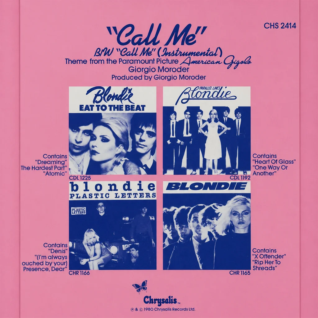 Blondie - Call Me - UK 7'' Cover - Back