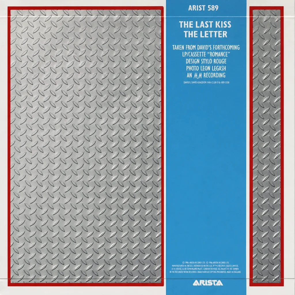 David Cassidy - The Last Kiss - UK 7'' Cover - Back