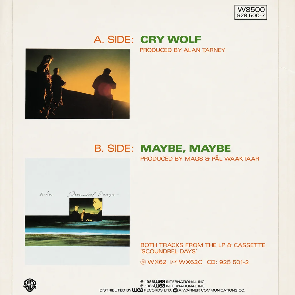 A-ha - Cry Wolf - UK 7'' Cover - Back
