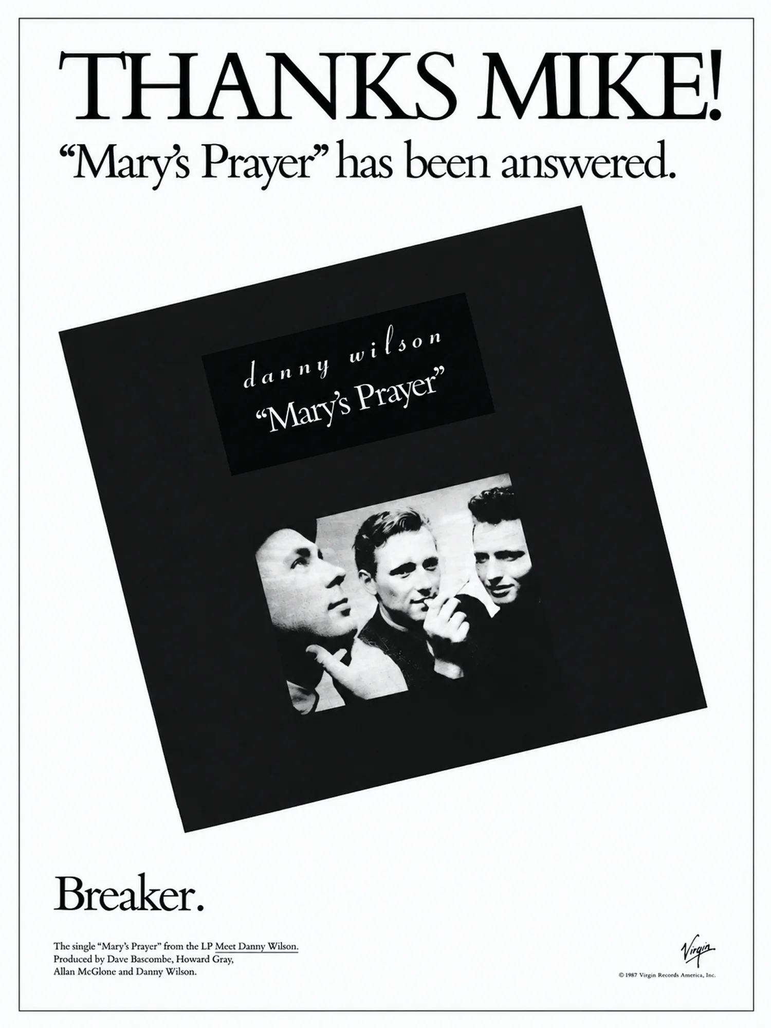Danny Wilson - Mary's Prayer - Promo Advert