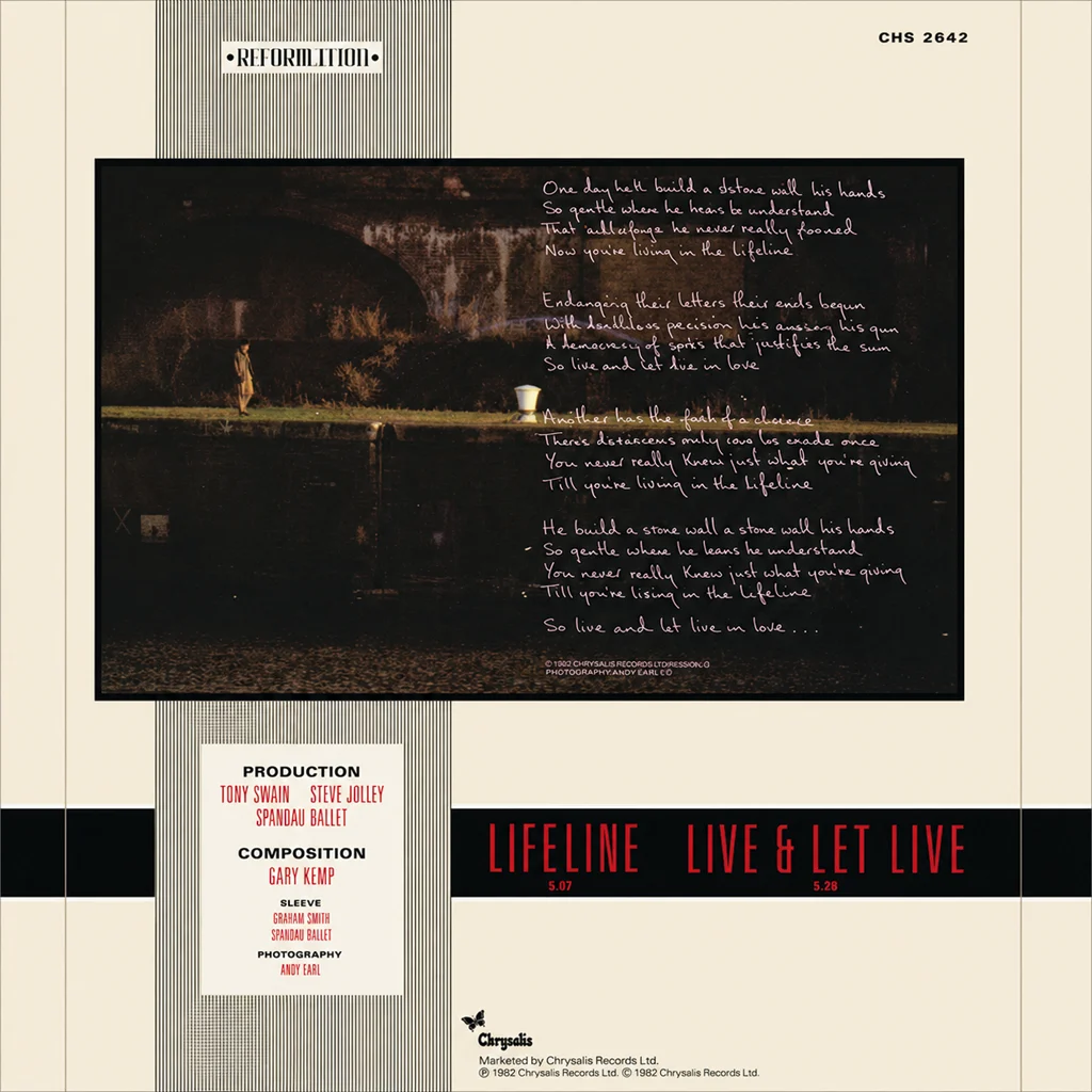 Spandau Ballet - Lifeline - UK 7'' Cover - Back