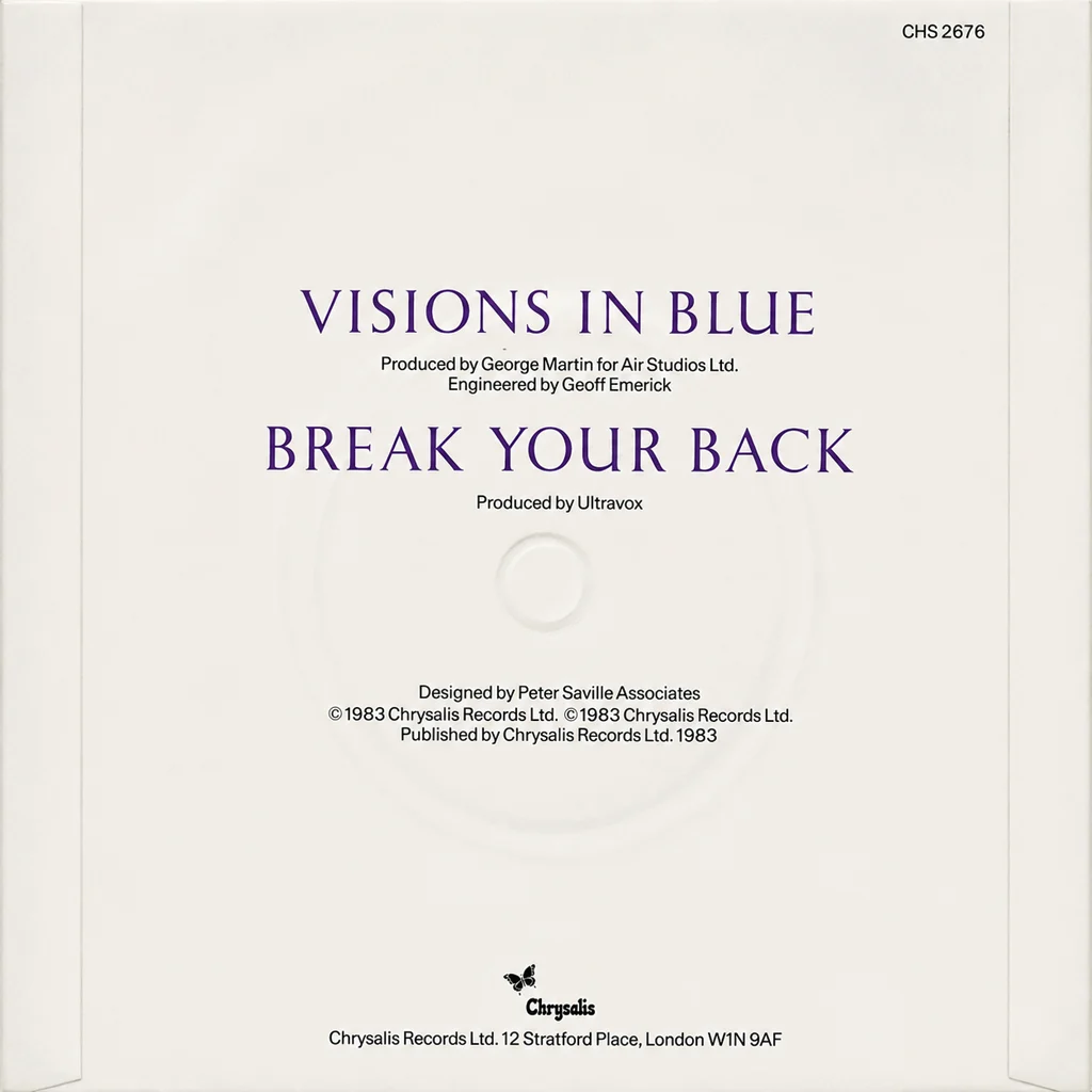 Ultravox - Visions In Blue - UK 7'' Cover - Back