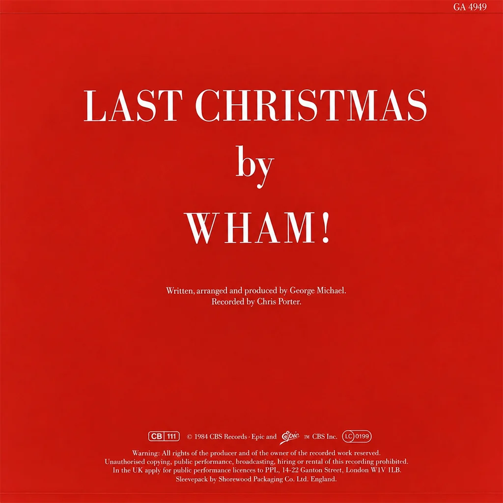 Wham! - Last Christmas - UK 7'' Cover - Back