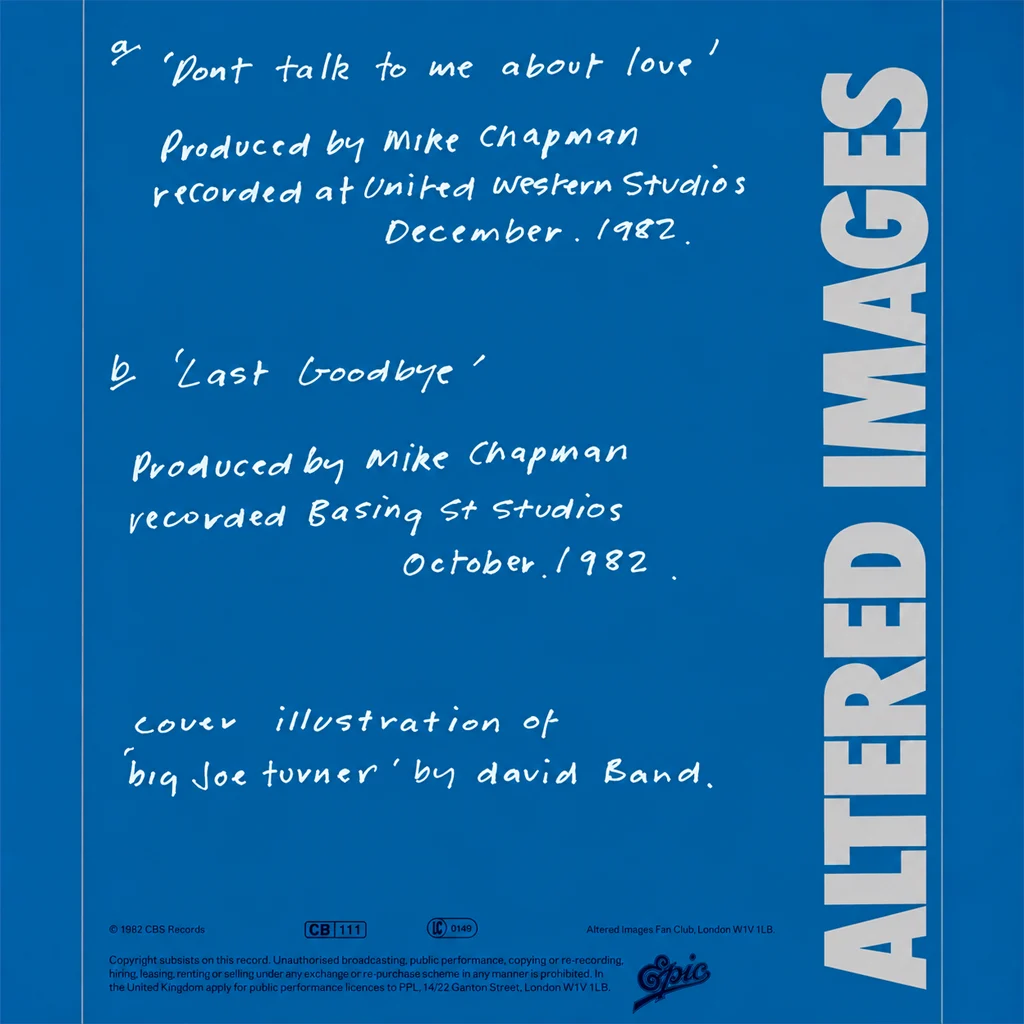 Altered Images - Don't Talk To Me About Love - UK 7'' Cover - Back