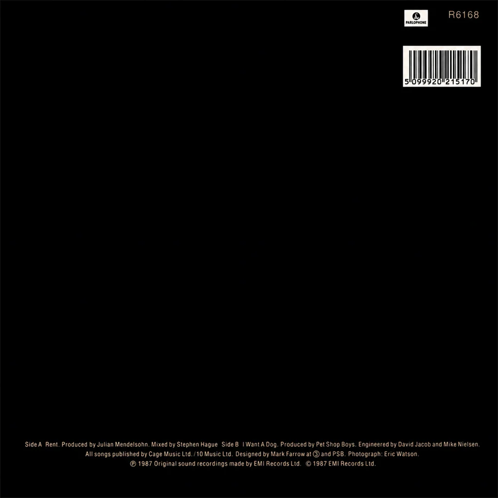 Pet Shop Boys - Rent - UK 7'' Cover - Back