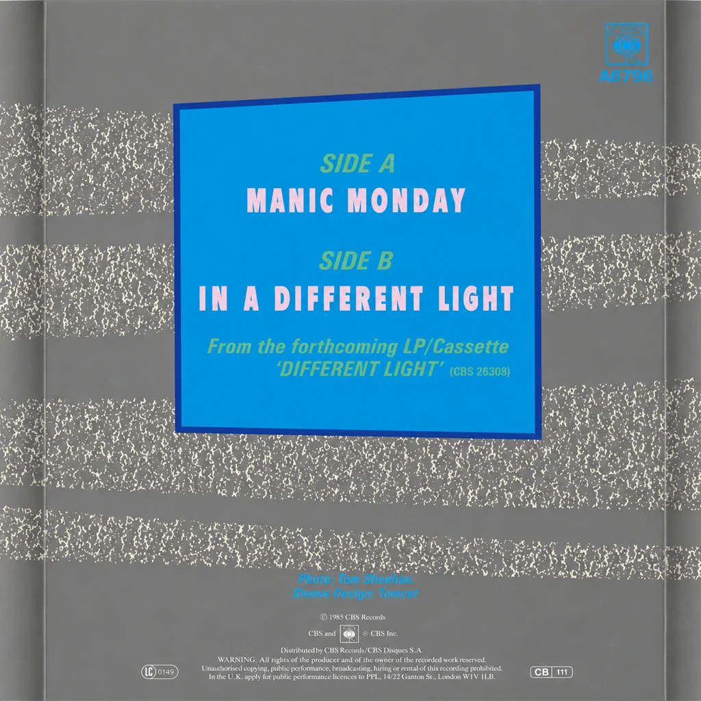 The Bangles - Manic Monday - UK 7'' Cover - Back