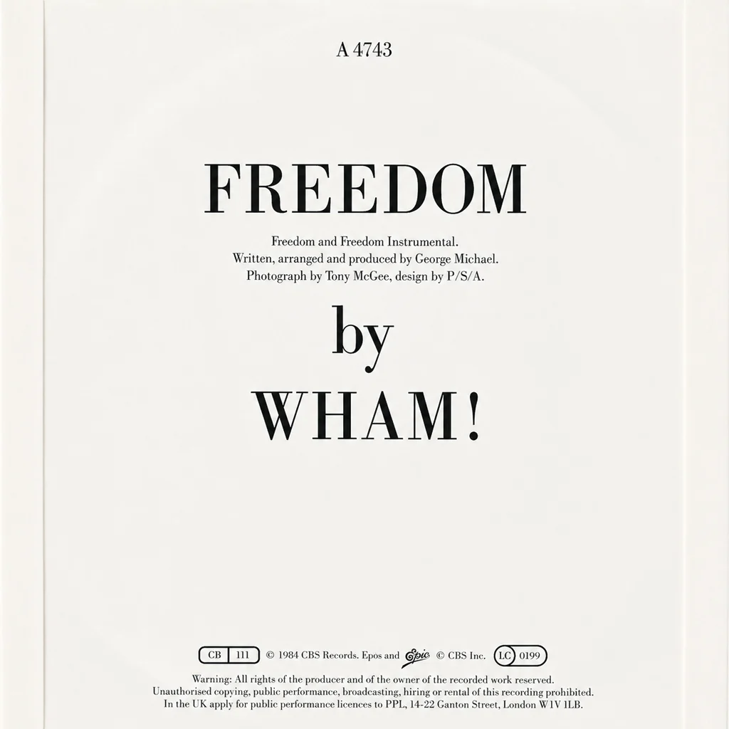 Wham! - Freedom - UK 7'' Cover - Back