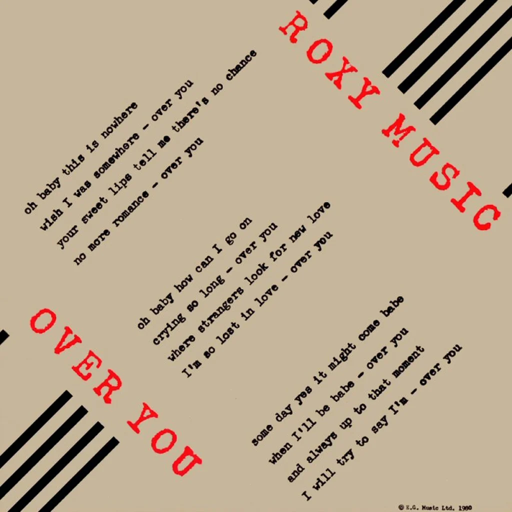 Roxy Music - Over You - UK 7'' Cover - Front